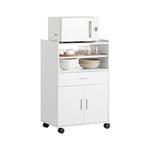 SoBuy FSB09-W, Mobile Kitchen Cabinet Microwave Oven Cabinet Kitchen Storage Trolley Kitchen Dining Room Storage Cabinet on Wheels, White