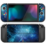 playvital ZealProtect Soft Protective Case for Nintendo Switch OLED, Flexible Protector Joycon Grip Cover for Switch OLED with Thumb Grip Caps & ABXY Direction Button Caps - Blue Nebula