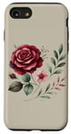 Coque pour iPhone SE (2020) / 7 / 8 Rose bordeaux et feuillage floral rose poudré