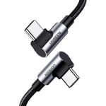 UGREEN USB-C til USB-C vinklet hurtigladekabel 100W PD, 1m - Space Grey