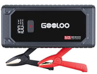 GOOLOO GE3000 Booster Batterie Voiture, 3000A Booster pour Voiture 12V (démarrage Maximal de 8L Essence/6.5L Diesel).avec Lampe de Poche LED et Affichage,Câble de Chargement USB et câble de démarrage