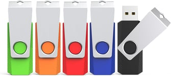 Lot de 5 Clés USB 64 Go Clef USB 2.0 64 Go Cle USB (64G,5 Couleurs :Noir Bleu Rouge Vert Orange).[Y1086]