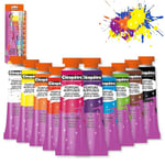 CLEOPATRE Lot de 10 Tubes de Peinture Acrylique 10ml Vives et Brillantes, Tous Support – Fournitures Scolaires Loisirs Créatifs Enfant Adulte, Couleurs Assorties