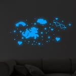 Licorne Etoiles Phosphorescentes Plafond Lune et Etoiles Lumineuses Autocollants Stickers Muraux Enfants Etoile Fluorescente pour Bébé Fille