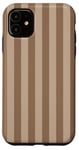 Coque pour iPhone 11 Marron, beige, rayé, mignon, girly, esthétique, Preppy Stripe