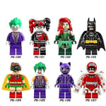 8 st/set Superhjälte Serie Actionfigurer Byggklossar Clown Batman Harley Quinn Montering Minifigurer Samlarobjekt Leksaker Barn Fans Present