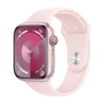 APPLE WATCH SERIES 9 GPS + CELL 45 MM LYSERØD ALUMINIUM URKASSE MED SART LYSERØD SPORTSREM - S/M