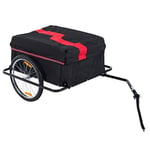 HOMCOM Remorque de Transport vélo Cargo Barre d'attelage Incluse Housse Amovible 4 réflecteurs Charge Max. 40 Kg Noir Rouge