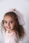 DOLLY BY LE PETIT TOM pearl tulle tiered hair bow - dollypink