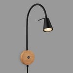 Briloner - Lampe de lecture, Applique intérieure, Lampe LED, Applique intérieure, Pivotant, Interrupteur, Prise de courant, Noir-Bois, FSC