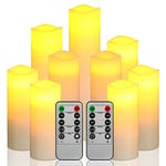 Bougies à LED de Da by, Ensemble de 9 Bougies à Piles LED Candles (1 - H 22 cm, 1 - H20 cm, 1 - H18 cm, 2-H16cm, 2-H14cm, 2-H13cm).