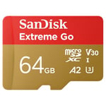 SanDisk 64Go Extreme Go Carte MicroSDXC + Adaptateur SD (pour Android Smartphone, Tablette, Action Cams, Drones, UHS-I, jusqu'à 200 MB/s, 5K, 4K UHD, Rescue Pro Deluxe, V30, Class 10, U3) pour Amazon