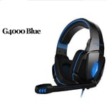 Casque filaire en m¿tal avec microphone Cache-oreilles en cuir l¿ger Casques de jeu PS4 T¿l¿phone portable PC Gamer Audifon Auriculares Cable-G4000 BLEU_XINENGJI