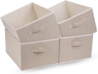 Boîtes de Rangement Pliables en Tissu,Lot de 4 Organiseurs de Tiroir Système de Rangement pour Penderie Vêtements (Beige).[Y303]