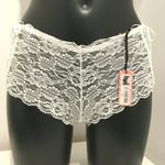 Valbonne White Lace Boyshorts UK 18 - 20 Eur 50 - 52 Sheer see through shorts