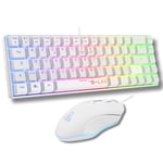 The G-Lab - Combo Hydrogen - Pack Clavier Souris Gamer, Clavier Gamer 60% Filaire, Rétroéclairage RGB, azerty, Format Compact + Souris Gaming RGB, 6 Boutons, 6200 DPI - PC/PS4/PS5 – Blanc