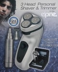 New Men Personal Rotary Shaver Rechargeable Cordless 3 Head Nose Ear Trimmer