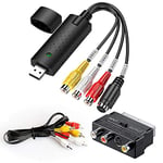 Tech Stor3 Numériseur Audio/Video USB 2.0 Version 2020 + Adaptateur péritel + câbles RCA, Compatible Windows 10, VHS, Carte d'acquisition vidéo USB, Hi8