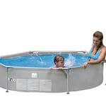 Happy People- Steel Frame Pool 240x51 Piscine Ronde avec Cadre en Acier, 240 x 51 cm, 77518, Gris