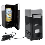Finlon Mini USB Fridge Cooler Warmer Soda Cans Beer Beverage Drink Refrigerator Car Portable Mini Drink Cooler Laptop PC Mini Freezers (Black)