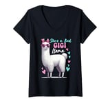 Womens She's A Bad Funny Joke Gigi Cute Llama Mother's Day Farm V-Neck T-Shirt