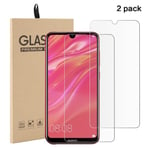 [2 Pack]Protection écran Verre trempé 2 Pack Huawei Y7 Prime 2019 Tempered Glass Screen Protector Film Anti-Scratch Screen Cover