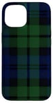 Coque pour iPhone 15 Plaid écossais vert noir