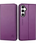 Shieldon Coque pour Galaxy S23 FE, Etui pour Galaxy S23 FE, Housse [RFID Blocage] Portefeuille en Cuir Véritable avec Porte à Rabat Carte Support Intégré pour Galaxy S23 FE (6,4 Pouces 2023) - Violet