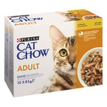 PURINA CAT CHOW | Chat Adulte | Sachets Repas | Morceaux de Poulet et Courgettes en Sauce |10x85g | Boîte