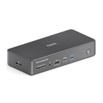 Vuelogic Station d'accueil USB C pour 4 écrans, 18 en 1 Station d'accueil multifonctionnelle pour Ordinateur Portable, 3X HDMI / 3X DP 8k Support, Ethernet, multiport, Noir