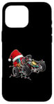 Coque pour iPhone 16 Pro Max Chapeau de Noël Go Kart Racing Karting Racer