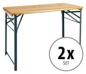 2x Table Jardin Terasse Pliable Bois Extérieure Meuble Camping Balcon Fête 119cm