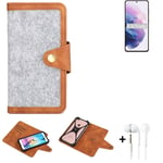 Felt Case + earphones for Samsung Galaxy S21 5G Exynos Cover light grey