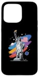 Coque pour iPhone 15 Pro Max Statue de la Liberté USA tenant une torche flamboyante avec des plantes