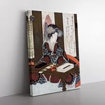 Lady Writing A Poem By Yashima Gakutei Asian Japanese Canvas Wall Art Print Ready to Hang, Framed Picture for Living Room Bedroom Home Office Décor, 76x50 cm (30x20 Inch)