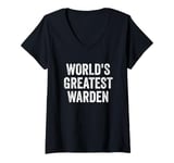 Womens World’s Greatest Warden V-Neck T-Shirt