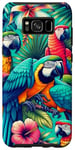 Coque pour Galaxy S8+ Perroquets Tropical Nature Fleurs Oiseaux exotiques, Perroquets floraux