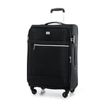 WITTCHEN Mira Line Valise Moyenne Bagages Bagage Souple Valise en Polyester Poignee Manche télescopique Quatre roulettes pivotantes Serrure à Combinaison TSA Taille M Noir