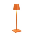 Zafferano, Lampe Poldina Micro, Lampe de Table Rechargeable et Sans Fil avec Contrôle Tactile, Convient pour le Salon et l'Extérieur, Dimmer 2200-3000 K, Hauteur 27,5 cm, Couleur Orange