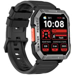 Blackview W60 Montre Connectée Bluetooth,Smartwatch Sport 100+ Modes Sportifs,Lampe de poche LED boussole pour iOS Android - Noir