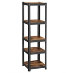 SONGMICS Étagère de Rangement à 5 Niveaux, 37 x 37 x 150 cm, Capacité 400 kg, Planches Réglables, Style Industriel, pour Cuisine, Salon, Marron Rustique et Noir GLR037B01