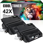 2 Black Toner Q5942X For HP LaserJet 4250 4250dtn 4250dtnsl 4250n 4250tn 4350