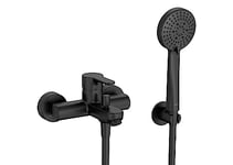 Roca A5A0109NB4 Mitigeur monocommande extérieur bain-douche L20 avec onduleur automatique, douche à main, flexible de 1,75 m et support de douche fixe Noir mat