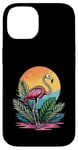 Coque pour iPhone 14 Rose Flamant Rose Squelette Rétro Graphique Été