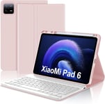 Étui Clavier Pour Xiaomi Pad 6/6 Pro 11 Pouces 2023,Azerty Clavier Bluetooth Magnétique Détachable Pour Tablette Xiaomi Pad 6/6 Pro,Rose