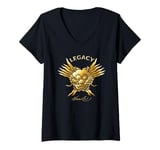 Womens Bruce Lee Legacy Gold Dragon Face V-Neck T-Shirt