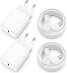 Chargeur Rapide Avec Câble Pour Iphone 14/13, [Lot De 2] 20w Usb C Chargeur Avec Cordon Lightning Original 2m, Long Type C Adaptateur Secteur Pour Apple Iphone 14 Pro /13 Mini/12/11/8 Plus/X[X1149]