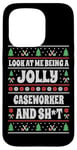 Coque pour iPhone 15 Pro Funny Caseworker Ugly Christmas Design Christmas Social Worker