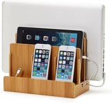 Support de charge,Station de Charge en Bois Chargeur de Bureau Rangement de multi appareils avec socle Organisateur des Cables pour iPhone 11 Pro Max XS MAX XR X 8 7 iPad Smartphones Tablettes(Q775)