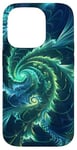 iPhone 14 Pro Tie Dye, Abstract Green & Blue Colors, Colorful Pattern Case